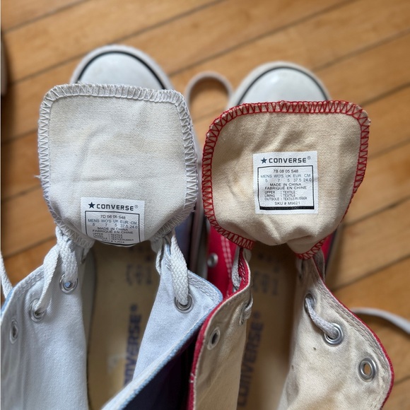 2 Converse Chuck Taylor All Star Red & Blue Canvas Sneakers Unisex Sz. 7Wom/5Men - Picture 7 of 7